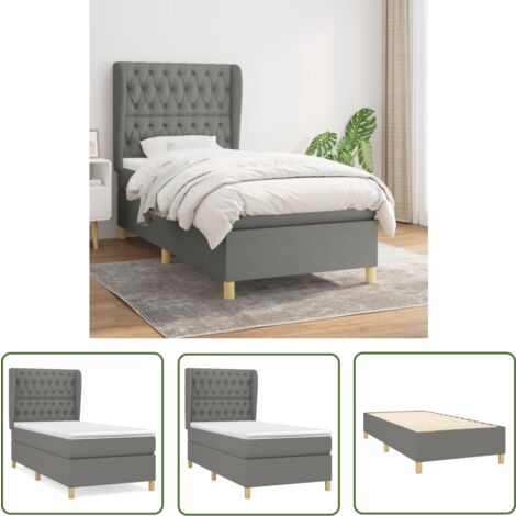The Living Store Boxspringbett mit Matratze Dunkelgrau 100x200 cm Stoff - Boxspringbett - Doppelbett - Bettenrahmen - Lattenrost - Matratze