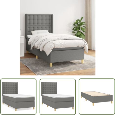 The Living Store Boxspringbett mit Matratze Dunkelgrau 100x200 cm Stoff - Boxspringbett - Doppelbett - Bettenrahmen - Lattenrost - Matratze