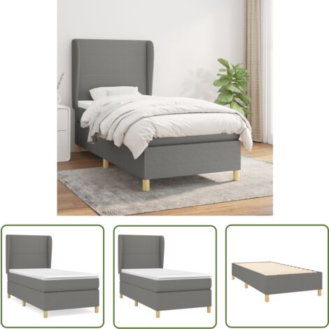 The Living Store Boxspringbett mit Matratze Dunkelgrau 100x200 cm Stoff - Boxspringbett - Doppelbett - Bettenrahmen - Lattenrost - Matratze