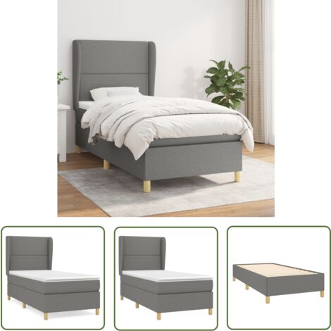 The Living Store Boxspringbett mit Matratze Dunkelgrau 100x200 cm Stoff - Boxspringbett - Doppelbett - Bettenrahmen - Liegekomfort - Schlafsystem