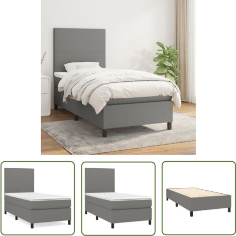 The Living Store Boxspringbett mit Matratze Dunkelgrau 100x200 cm Stoff - Boxspringbett - Doppelbett - Bettenrahmen - Matratze - Nachttisch