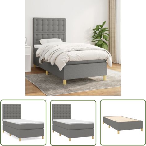 The Living Store Boxspringbett mit Matratze Dunkelgrau 100x200 cm Stoff - Boxspringbett - Doppelbett - Bettenrahmen - Matratze - Nachttisch