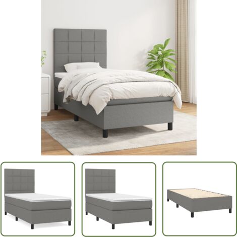 The Living Store Boxspringbett mit Matratze Dunkelgrau 100x200 cm Stoff - Boxspringbett - Doppelbett - Bettenrahmen - Matratze - Nachttisch