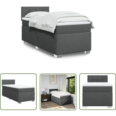 The Living Store Boxspringbett mit Matratze Dunkelgrau 100x200 cm Stoff - Boxspringbett - Doppelbett - Bettsofa - Schlafsystem - Polsterbett
