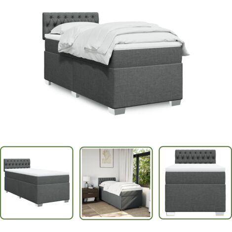 The Living Store Boxspringbett mit Matratze Dunkelgrau 100x200 cm Stoff - Boxspringbett - Doppelbett - Bettsystem - Schlafsofa - Polsterbett