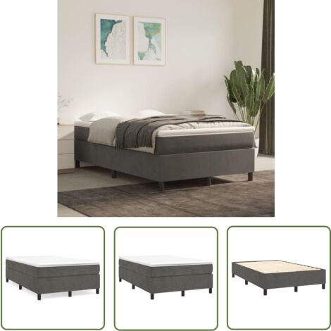 The Living Store Boxspringbett mit Matratze Dunkelgrau 120x200 cm Samt - Samtbett - Boxspringbett - Doppelbett - Bettauflage - Matratze