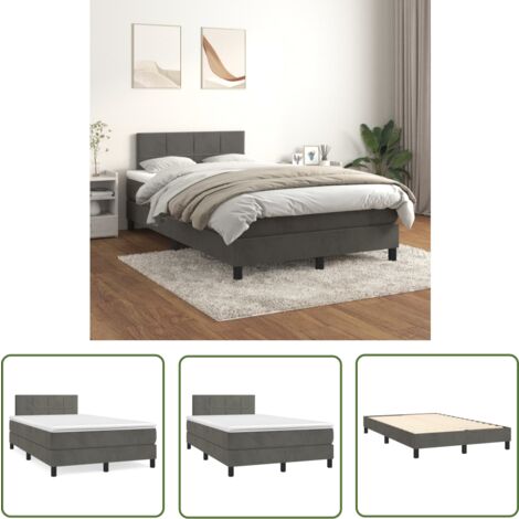 The Living Store Boxspringbett mit Matratze Dunkelgrau 120x200 cm Samt - Samtbett - Boxspringbett - Doppelbett - Bettenrahmen - Hochwertiges Bett