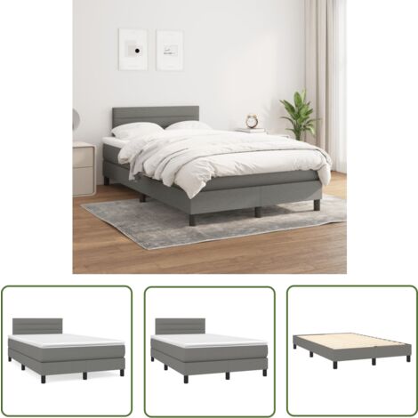 The Living Store Boxspringbett mit Matratze Dunkelgrau 120x200 cm Stoff - Boxspringbett - Doppelbett - Bettenrahmen - Matratze - Nachttisch