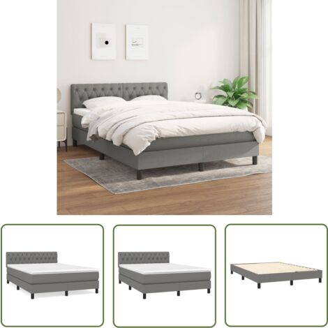 The Living Store Boxspringbett mit Matratze Dunkelgrau 140x190 cm Stoff - Boxspringbett - Doppelbett - Bettenrahmen - Matratze - Nachttisch