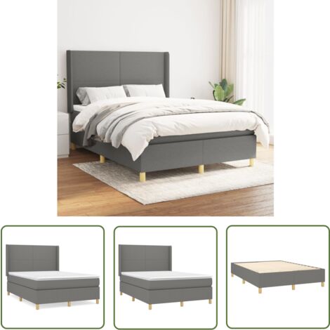 The Living Store Boxspringbett mit Matratze Dunkelgrau 140x200 cm Stoff - Boxspringbett - Doppelbett - Bettenrahmen - Lattenrost - Matratze