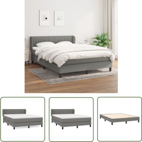 The Living Store Boxspringbett mit Matratze Dunkelgrau 140x200 cm Stoff - Boxspringbett - Doppelbett - Bettenrahmen - Lattenrost - Matratze