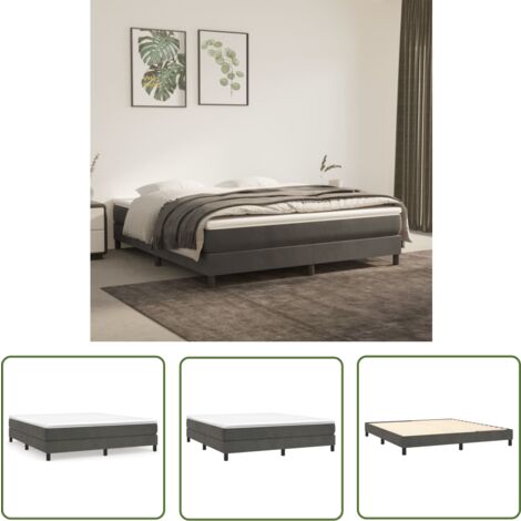 The Living Store Boxspringbett mit Matratze Dunkelgrau 160x200 cm Samt - Samtbett - Boxspringbett - Doppelbett - Bettenrahmen - Luxusbett