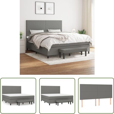 The Living Store Boxspringbett mit Matratze Dunkelgrau 160x200 cm Stoff - Boxspringbett - Doppelbett - Bettenrahmen - Matratze - Bettwaren