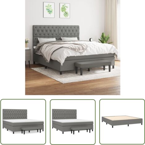 The Living Store Boxspringbett mit Matratze Dunkelgrau 160x200 cm Stoff - Boxspringbett - Doppelbett - Bettenrahmen - Matratze - Bettzeug