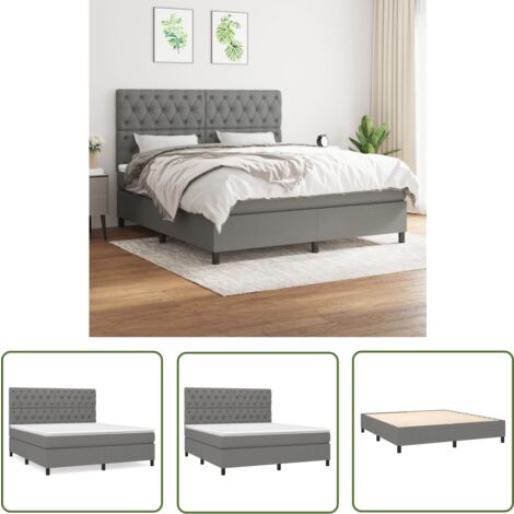 The Living Store Boxspringbett mit Matratze Dunkelgrau 160x200 cm Stoff - Boxspringbett - Doppelbett - Bettenrahmen - Matratze - Nachttisch