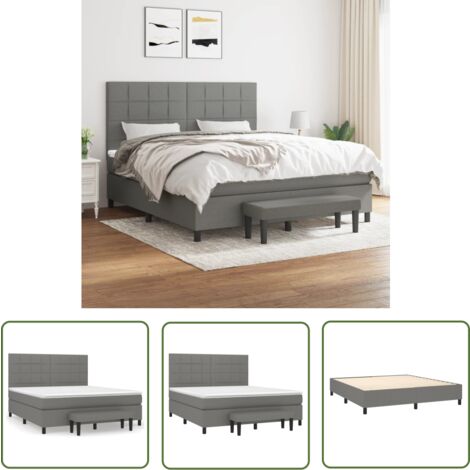 The Living Store Boxspringbett mit Matratze Dunkelgrau 180x200 cm Stoff - Boxspringbett - Doppelbett - Bettenrahmen - Schlafsystem - Liegekomfort