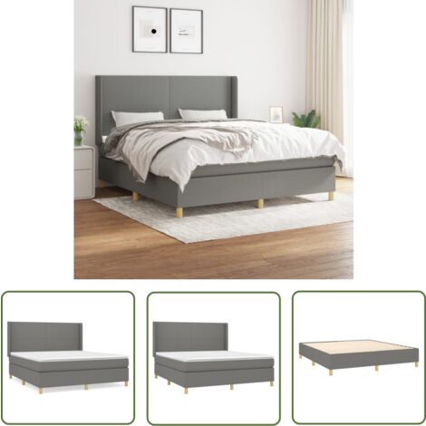 The Living Store Boxspringbett mit Matratze Dunkelgrau 180x200 cm Stoff - Boxspringbett - Doppelbett - Bettenrahmen - Schlafsystem - Massivholzbette
