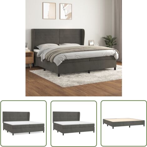 The Living Store Boxspringbett mit Matratze Dunkelgrau 200x200 cm Samt - Samtbett - Boxspringbett - Doppelbett - Luxusbett - Bettauflage