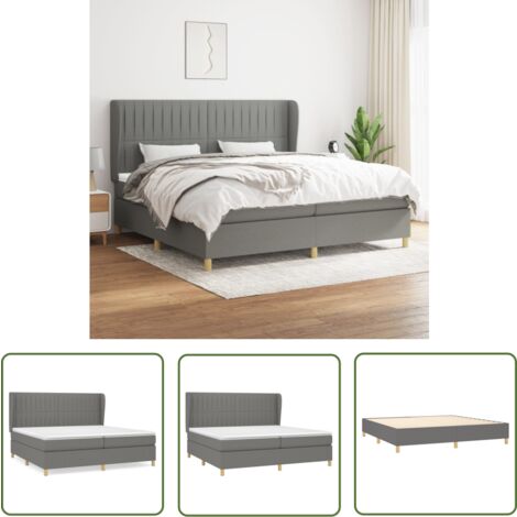 The Living Store Boxspringbett mit Matratze Dunkelgrau 200x200 cm Stoff - Boxspringbett - Doppelbett - Bettenrahmen - Lattenrost - Matratze