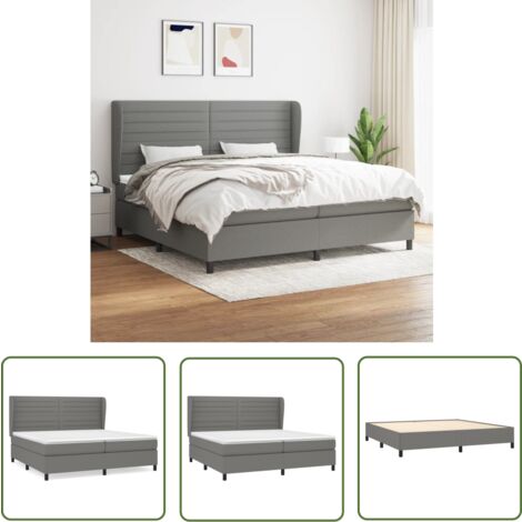 The Living Store Boxspringbett mit Matratze Dunkelgrau 200x200 cm Stoff - Boxspringbett - Doppelbett - Bettenrahmen - Massivholzbette - Lattenrost
