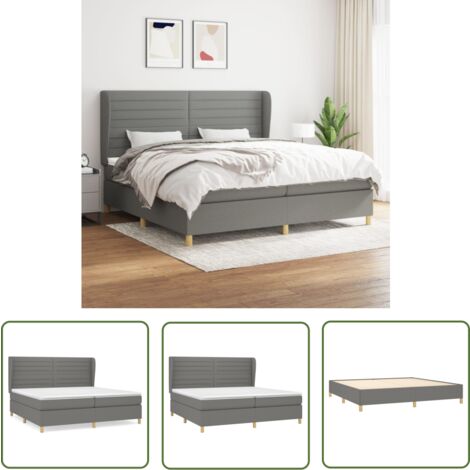The Living Store Boxspringbett mit Matratze Dunkelgrau 200x200 cm Stoff - Boxspringbett - Doppelbett - Bettenrahmen - Matratze - Schlafräume