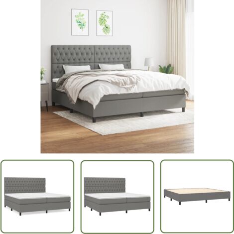 The Living Store Boxspringbett mit Matratze Dunkelgrau 200x200 cm Stoff - Boxspringbett - Doppelbett - Bettenrahmen - Matratze - Schlafsystem