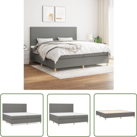 The Living Store Boxspringbett mit Matratze Dunkelgrau 200x200 cm Stoff - Boxspringbett - Doppelbett - Bettenrahmen - Matratze - Schlafsystem