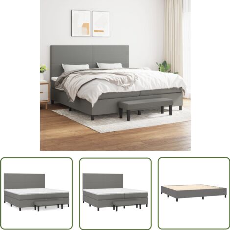 The Living Store Boxspringbett mit Matratze Dunkelgrau 200x200 cm Stoff - Boxspringbett - Doppelbett - Bettenrahmen - Schlafsystem - Liegekomfort