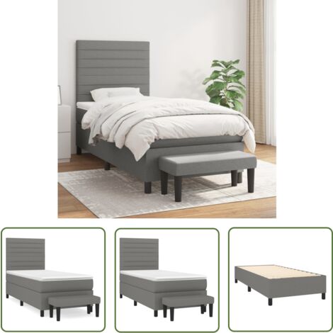 The Living Store Boxspringbett mit Matratze Dunkelgrau 80x200 cm Stoff - Boxspringbett - Doppelbett - Bett Mit Matratze - Bettsofa - Schlafsystem