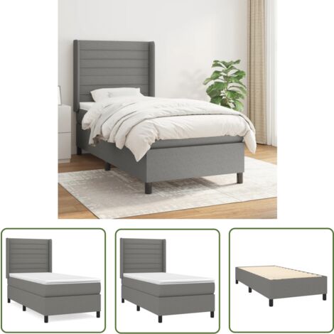 The Living Store Boxspringbett mit Matratze Dunkelgrau 80x200 cm Stoff - Boxspringbett - Doppelbett - Bettenrahmen - Lattenrost - Matratze