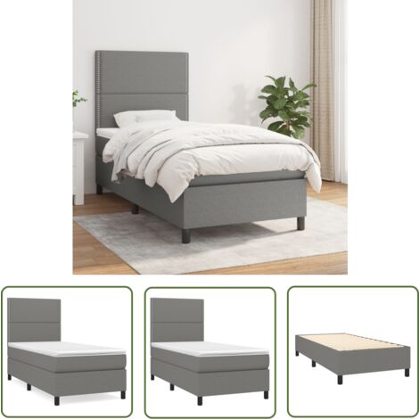 The Living Store Boxspringbett mit Matratze Dunkelgrau 90x190 cm Stoff - Boxspringbett - Doppelbett - Bettenrahmen - Matratze - Nachttisch