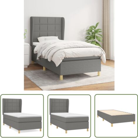 The Living Store Boxspringbett mit Matratze Dunkelgrau 90x190 cm Stoff - Boxspringbett - Doppelbett - Bettenrahmen - Schlafsystem - Liegekomfort