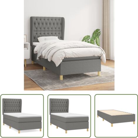 The Living Store Boxspringbett mit Matratze Dunkelgrau 90x200 cm Stoff - Boxspringbett - Doppelbett - Bett Mit Matratze - Bettenrahmen - Lattenrost