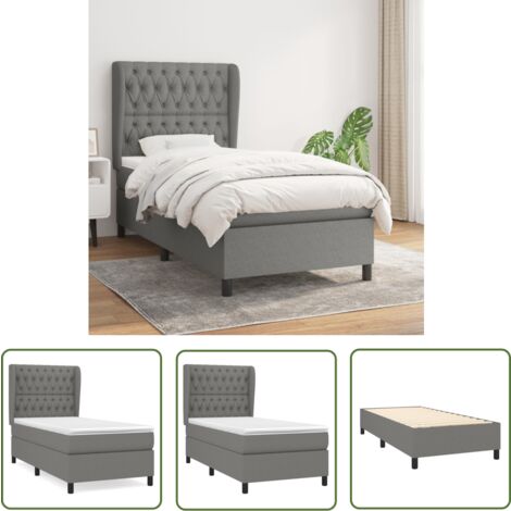 The Living Store Boxspringbett mit Matratze Dunkelgrau 90x200 cm Stoff - Boxspringbett - Doppelbett - Schlafraum - Bettenrahmen - Matratze
