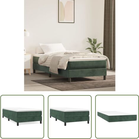 The Living Store Boxspringbett mit Matratze Dunkelgrün 100x200 cm Samt - Samtbett - Boxspringbett - Doppelbett - Schlafzimmermöbel - Luxusbett