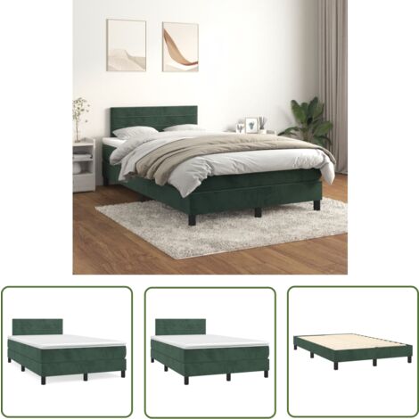 The Living Store Boxspringbett mit Matratze Dunkelgrün 120x200 cm Samt - Samtbett - Boxspringbett - Doppelbett - Schlafzimmermöbel - Luxusbett