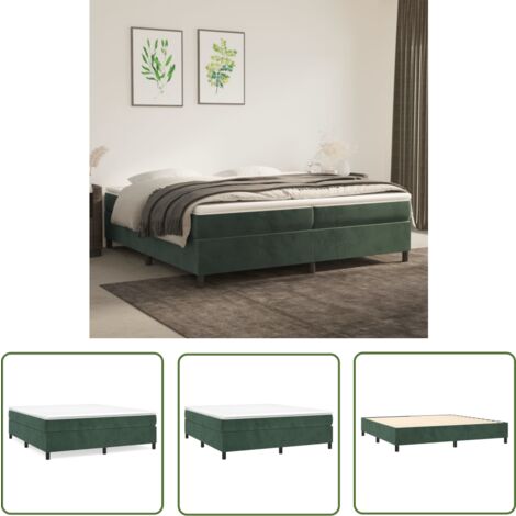 The Living Store Boxspringbett mit Matratze Dunkelgrün 200x200 cm Samt - Samtbett - Boxspringbett - Doppelbett - Dunkelgrünes Bett - Luxusbett