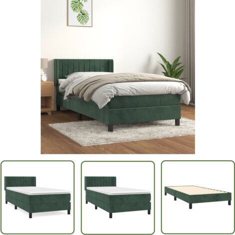 The Living Store Boxspringbett mit Matratze Dunkelgrün 90x190 cm Samt - Samtbett - Boxspringbett - Doppelbett - Bettenrahmen - Luxusbett