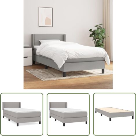 The Living Store Boxspringbett mit Matratze Hellgrau 100x200 cm Stoff - Boxspringbett - Doppelbett - Bettenrahmen - Lattenrost - Matratze