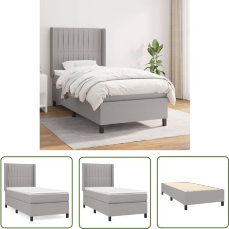 The Living Store Boxspringbett mit Matratze Hellgrau 100x200 cm Stoff - Boxspringbett - Doppelbett - Bettenrahmen - Lattenrost - Matratze