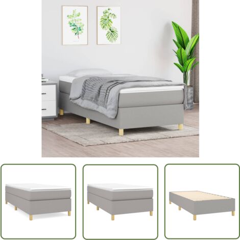 The Living Store Boxspringbett mit Matratze Hellgrau 100x200 cm Stoff - Boxspringbett - Doppelbett - Bettenrahmen - Matratze - Bettgestell