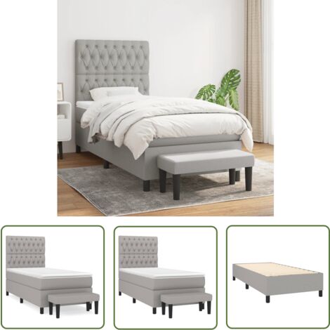 The Living Store Boxspringbett mit Matratze Hellgrau 100x200 cm Stoff - Boxspringbett - Doppelbett - Bettenrahmen - Schlafsofa - Wohnraumgestaltung