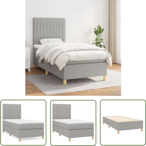 The Living Store Boxspringbett mit Matratze Hellgrau 100x200 cm Stoff - Boxspringbett - Doppelbett - Bettenrahmen - Schlafsystem - Hellgrau