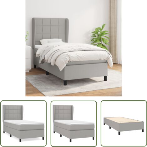 The Living Store Boxspringbett mit Matratze Hellgrau 100x200 cm Stoff - Boxspringbett - Doppelbett - Bettenrahmen - Schlafsystem - Lattenrost