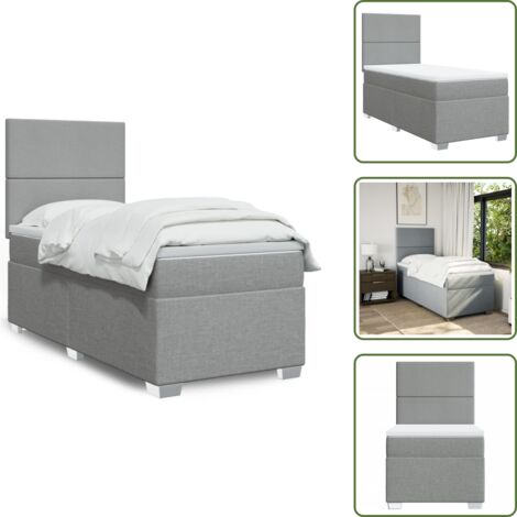 The Living Store Boxspringbett mit Matratze Hellgrau 100x200 cm Stoff - Boxspringbett - Doppelbett - Bettenrahmen - Schlafsystem - Polsterbett