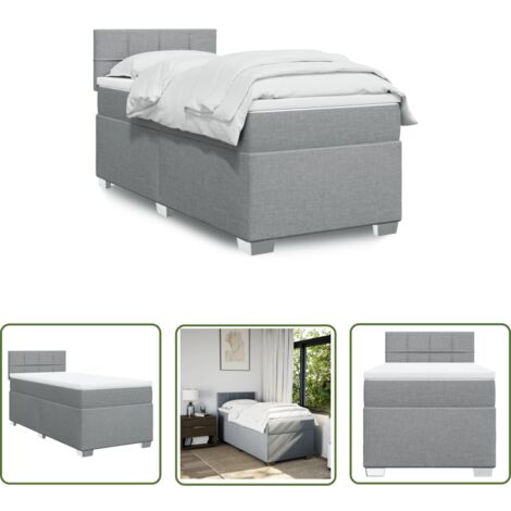The Living Store Boxspringbett mit Matratze Hellgrau 100x200 cm Stoff - Boxspringbett - Doppelbett - Bettsofa - Schlafsystem - Polsterbett
