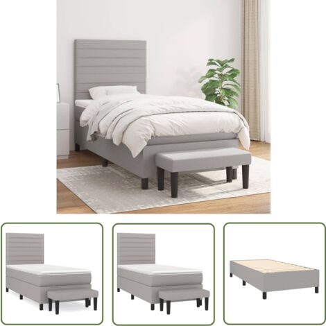 The Living Store Boxspringbett mit Matratze Hellgrau 100x200 cm Stoff - Boxspringbett - Doppelbett - Schlafraum - Bettgestell - Bettenausstattung