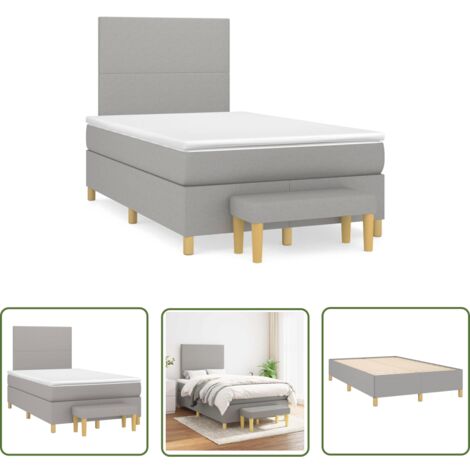 The Living Store Boxspringbett mit Matratze Hellgrau 120x190 cm Stoff - Boxspringbett - Doppelbett - Bettenrahmen - Schlafsofa - Liegefläche 120x190 Cm