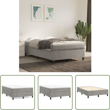 The Living Store Boxspringbett mit Matratze Hellgrau 120x200 cm Samt - Samtbett - Boxspringbett - Doppelbett - Schlafzimmermöbel - Luxusbett