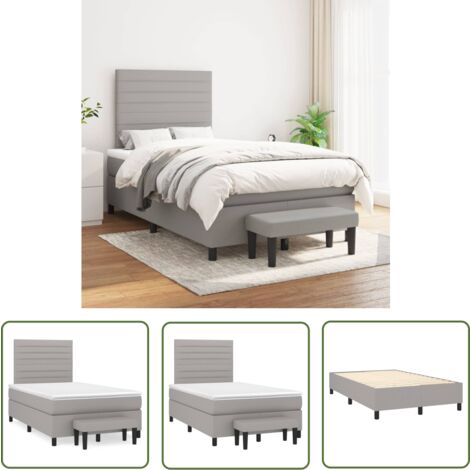The Living Store Boxspringbett mit Matratze Hellgrau 120x200 cm Stoff - Boxspringbett - Doppelbett - Bettenrahmen - Schlafraum - Wohnbereich